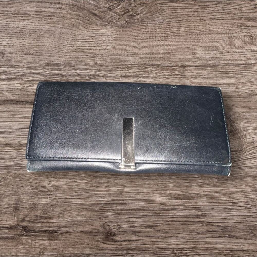 Salvatore Ferragamo Black Long Leather Bifold Wallet Women's Vintage